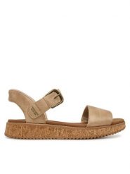 Skechers Sandały Bobs Sun Vibe 114423/NAT Beżowy. Brązowe sandały damskie Skechers, bez wzorów, ze skóry, bez obcasa, na płaskiej podeszwie, bez zapięcia. Za 289.99 zł.