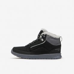 Buty turystyczne damskie Quechua SH100 Mid wodoodporne. Czarne obuwie trekkingowe damskie QUECHUA, przed kolano, bez zapięcia. Za 149.99 zł.