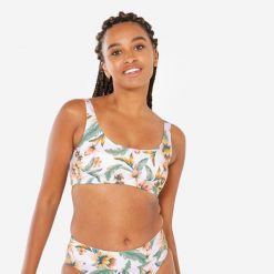Góra kostiumu kąpielowego surfingowego damska Olaian Aurely Belly. Białe bikini OLAIAN, l, bez wzorów, z elastanu. Za 69.99 zł.