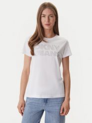 DKNY T-Shirt DJ6T1692 Biały Regular Fit. Białe t-shirty damskie DKNY, xs, bez wzorów, z bawełny, bez kołnierzyka, bez ramiączek. Za 219.99 zł.