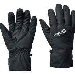 Rękawiczki zimowe Jack Wolfskin WINTER BASIC GLOVE. Czarne rękawiczki męskie Jack Wolfskin, na zimę, bez wzorów, z materiału. Za 149.00 zł.