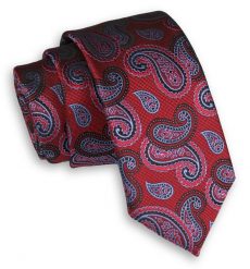Czerwony Elegancki Męski Krawat -ALTIES- 6 cm, Klasyczny, Wzór Paisley, Łezki. Czerwone krawaty i muchy Alties, bez wzorów, z tkaniny, eleganckie. Za 49.00 zł.