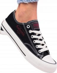 DAMSKIE TRAMPKI BIG STAR SHOES TENISÓWKI NN274234 CZARNE r. 37. Czarne trampki i tenisówki damskie BIG STAR, bez wzorów, bez zapięcia. Za 89.00 zł.