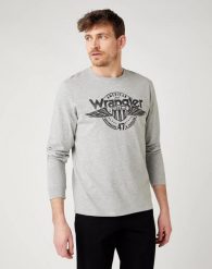 WRANGLER LS AMERICANA TEE MID GREY MEL W7J5D3X37 112141549. Szare t-shirty męskie Wrangler, s, bez wzorów, bez kołnierzyka, bez ramiączek. Za 99.99 zł.