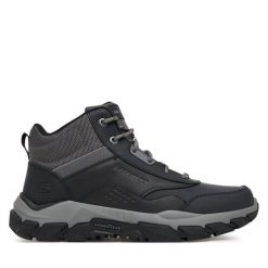 Trekkingi Skechers. Czarne botki męskie Skechers, bez wzorów, sportowe, bez obcasa, bez zapięcia. Za 359.99 zł.