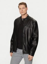 Guess Kurtka z imitacji skóry M5RL00 WGU60 Czarny Regular Fit. Czarne kurtki męskie Guess, m, z aplikacjami, ze skóry, bez kaptura. Za 489.99 zł.