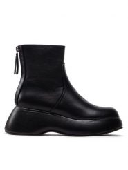 DeeZee Botki ZALY8813-8 Czarny. Czarne botki damskie DeeZee, bez wzorów, ze skóry, bez obcasa, na koturnie, bez zapięcia. Za 259.99 zł.