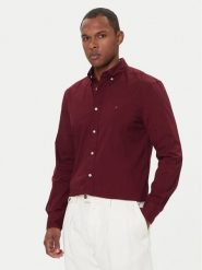 Tommy Hilfiger Koszula MW0MW37550 Bordowy Regular Fit. Czerwone koszule męskie Tommy Hilfiger, l, bez wzorów, z bawełny, bez kołnierzyka, bez ramiączek. Za 349.99 zł.