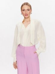 BOSS Bluzka 50483312 Écru Relaxed Fit. Bluzki damskie Boss, bez wzorów, z jedwabiu, bez kołnierzyka, bez ramiączek. Za 639.99 zł.