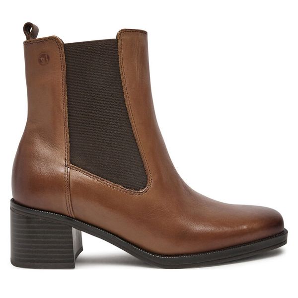 Botki Caprice. Brązowe botki damskie Caprice, bez wzorów, bez obcasa, na słupku, bez zapięcia. Za 309.99 zł.