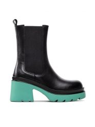 DeeZee Botki ZAL90112-2 Czarny. Czarne botki damskie DeeZee, bez wzorów, ze skóry, bez obcasa, na słupku, bez zapięcia. Za 199.99 zł.