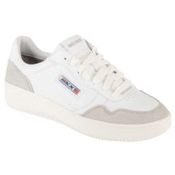 Buty sportowe Sneakersy damskie, Sport Court 2.0 - On The Block. Białe obuwie sportowe damskie Skechers, bez wzorów, bez zapięcia, trekkingowe, Skechers Sport. Za 279.99 zł.