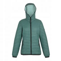 Kurtka Ocieplana Damska Rigain. Zielone kurtki sportowe damskie Regatta, bez wzorów, z puchu, bez ramiączek, bez kaptura, trekkingowe. Za 151.99 zł.
