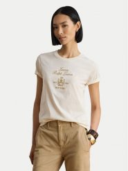 LAUREN RALPH LAUREN T-Shirt 200P13943002 Kremowy Regular Fit. Białe t-shirty damskie Lauren Ralph Lauren, s, bez wzorów, z bawełny, bez kołnierzyka, bez ramiączek. Za 549.99 zł.