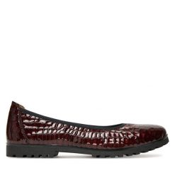 Baleriny Caprice. Czerwone balerinki damskie Caprice, bez wzorów, bez obcasa, bez zapięcia. Za 249.99 zł.