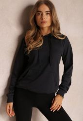 Czarna Bluza z Kapturem Lemine. Czarne bluzy damskie Renee, xl, bez wzorów, z dzianiny, casualowe, bez ramiączek, z kapturem. Za 19.99 zł.