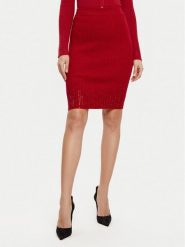 Guess Spódnica ołówkowa W5RD83 Z2Y50 Czerwony Slim Fit. Czerwone spódnice damskie Guess, s, z aplikacjami, z syntetyku, ołówkowe. Za 199.99 zł.