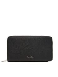 Calvin Klein Portfel Foil Emboss Long Zip Fold LV04D1107G Czarny. Czarne portfele męskie Calvin Klein, bez wzorów, ze skóry. Za 369.99 zł.