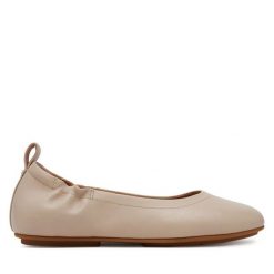 Baleriny FitFlop. Brązowe balerinki damskie FitFlop, bez wzorów, bez obcasa, bez zapięcia. Za 289.99 zł.