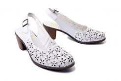 RIEKER 40981-80 white, czółenka damskie. Białe czółenka damskie Rieker, na lato, bez wzorów, bez obcasa, na obcasie, bez zapięcia. Za 255.92 zł.
