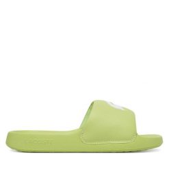 Klapki Lacoste. Zielone klapki damskie Lacoste, bez wzorów, bez obcasa, bez zapięcia. Za 231.99 zł.