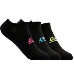 Skarpetki sportowe damskie 3pk Womens Microfiber Non Terry No Show. Czarne skarpetki damskie Skechers, bez wzorów, z materiału. Za 79.99 zł.