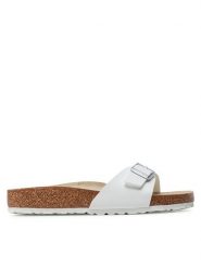 Birkenstock Klapki Madrid Bs 40731 Biały. Białe klapki damskie Birkenstock, bez wzorów, ze skóry, bez obcasa, bez zapięcia. Za 289.99 zł.
