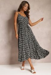 Czarna Sukienka Maxi Wiązana na Ramionach z Rozkloszowanym Dołem Matiltta. Czarne sukienki damskie Renee, na lato, m, bez wzorów, z materiału, bez kołnierzyka, bez ramiączek, maxi, rozkloszowane. Za 99.99 zł.