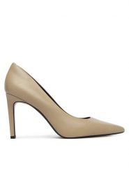 Calvin Klein Szpilki Ess Stiletto 90 HW0HW02608 Beżowy. Brązowe szpilki damskie Calvin Klein, bez wzorów, ze skóry, bez obcasa, na szpilce, bez zapięcia. Za 649.99 zł.