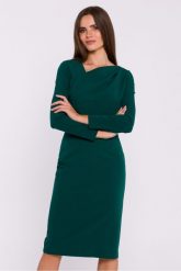 Elegancka sukienka ołówkowa z asymetrycznym dekoltem zielona. Zielone sukienki damskie Stylove, m, bez wzorów, eleganckie, z asymetrycznym kołnierzem, bez ramiączek, asymetryczne. Za 359.00 zł.