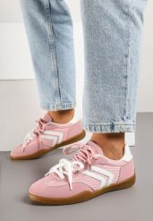 Różowe Sneakersy Tenisówki z Geometrycznym Motywem Telanilia. Czerwone trampki i tenisówki damskie Born2be, bez wzorów, z jeansu, bez zapięcia. Za 89.99 zł.