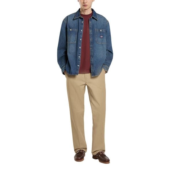 Koszula Dickies Mechanic Khaki. Niebieskie koszule męskie Dickies, m, bez wzorów, bez kołnierzyka, bez ramiączek. W wyprzedaży za 312.25 zł.