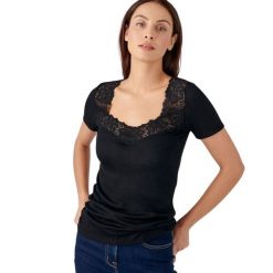 Koszulka damska Damart Thermolactyl. Czarne bluzki damskie DAMART, bez wzorów, ze skóry, bez ramiączek. Za 191.50 zł.