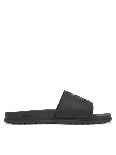HUGO Klapki 50546282 Czarny. Czarne klapki damskie Hugo, bez wzorów, z tworzywa sztucznego, bez obcasa, bez zapięcia. Za 159.99 zł.