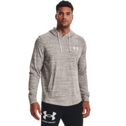 Bluza męska z kapturem UNDER ARMOUR UA RIVAL TERRY LC HD. Szare bluzy męskie Under Armour, m, bez wzorów, biznesowe, bez ramiączek, z kapturem. Za 199.99 zł.