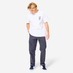 Spodnie chinos na deskorolkę CN500 Heavy szare. Szare eleganckie spodnie męskie Decathlon, bez wzorów, z bawełny, sportowe. Za 139.99 zł.
