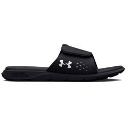 Klapki damskie Under Armour Ignite 7 SL. Czarne klapki damskie Under Armour, bez wzorów, sportowe, bez obcasa, bez zapięcia. Za 89.99 zł.