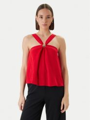 Morgan Bluzka 261-OGALAN Czerwony Regular Fit. Czerwone bluzki damskie Morgan, bez wzorów, z syntetyku, bez kołnierzyka, bez ramiączek. Za 229.99 zł.