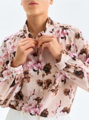 Koszula z domieszką lnu - wielobarwny. Koszule damskie Sinsay, l, bez wzorów, bez kołnierzyka, bez ramiączek. Za 49.99 zł.