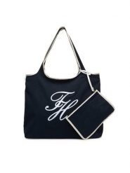 Tommy Hilfiger Torebka Th Summer Tote Canvas AW0AW18398 Granatowy. Niebieskie shopperki damskie Tommy Hilfiger, bez wzorów, z materiału, bez dodatków. Za 409.99 zł.