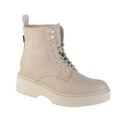 Beżowe skórzane buty Levi's Bria dla kobiet. Białe obuwie trekkingowe damskie Levi's®, z materiału, bez zapięcia. Za 465.85 zł.