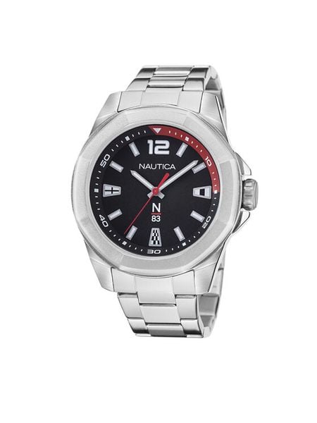 Nautica Zegarek NAPTBF104 Srebrny. Szare zegarki męskie Nautica, bez wzorów, srebrne. Za 359.99 zł.