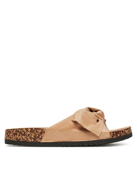 DeeZee Klapki E998-1 Beżowy. Brązowe klapki damskie DeeZee, bez wzorów, z materiału, bez obcasa, bez zapięcia. Za 89.99 zł.