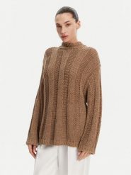 Tommy Hilfiger Sweter WW0WW44486 Brązowy Relaxed Fit. Brązowe swetry nierozpinane damskie Tommy Hilfiger, s, bez wzorów, z syntetyku, bez kołnierzyka, bez ramiączek. Za 659.99 zł.