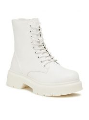 Jenny Fairy Trapery H21B1003-6 Biały. Białe trapery damskie Jenny Fairy, ze skóry, bez zapięcia. Za 159.99 zł.