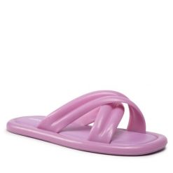 Klapki Melissa. Fioletowe klapki damskie Melissa, bez wzorów, bez obcasa, bez zapięcia. Za 369.99 zł.