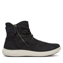 Botki Josef Seibel. Czarne botki damskie Josef Seibel, bez wzorów, bez obcasa, na płaskiej podeszwie, bez zapięcia. Za 579.99 zł.