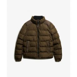 Kurtka puchowa Superdry. Brązowe kurtki męskie Superdry, na zimę, m, bez wzorów, z puchu, bez kaptura. Za 518.40 zł.