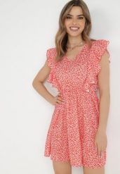 Czerwona Sukienka Neamelia. Czerwone sukienki damskie Born2be, l, bez wzorów, z wiskozy, klasyczne, bez kołnierzyka, bez ramiączek, mini. Za 29.99 zł.