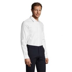 Męska Koszula Z Długim Rękawem Blake Stretch. Niebieskie koszule męskie SOL'S, l, bez wzorów, z bawełny, bez kołnierzyka, bez ramiączek. Za 175.99 zł.